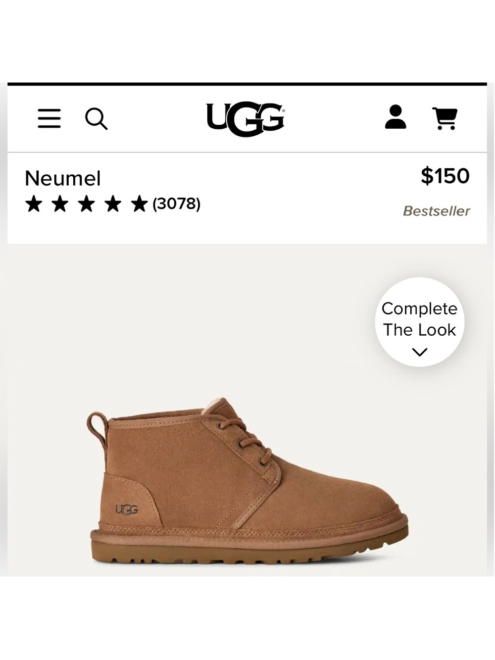 UGG Neumel Chukka Boots - Chestnut Size 12